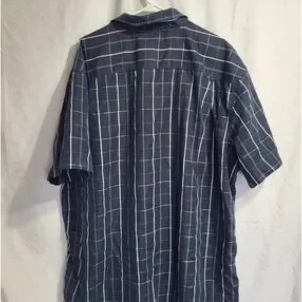 Denver Hayes Navy Blue Windowpane Short-Sleeve Button-Down Shirt - Picture 3 of 6